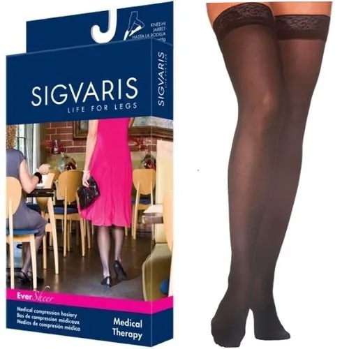 Sigvaris - 783NLLW99 - SIGVARIS  30-40 Womens Eversheer Thigh Highs-Large-Long-Black