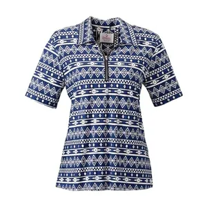 Silverts - From: SV22660-SV1360-L to  SV22660-SV1362-XL - Silverts SV22660 Womens Adaptive Zippered Neck Open-Back Top-Cobalt Print-Large Print-Small