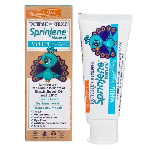 SprinJene - 363404000039 - Natural Kids Fluoride Free Toothpaste, Vanilla
