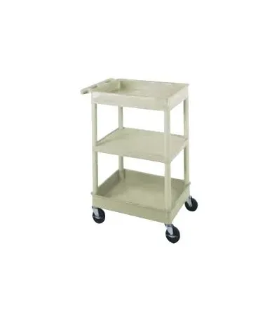 Luxor - STC21-B - Utility Cart, Flat Top, Tub Bottom Shelf (2.75" Deep), Black, 24"W x 18"D x 35.75"H, with (4) 4" Heavy Duty Casters (2 with Locking Brakes), Maximum Weight Capacity 300lbs, Assembly Required (DROP SHIP ONLY)