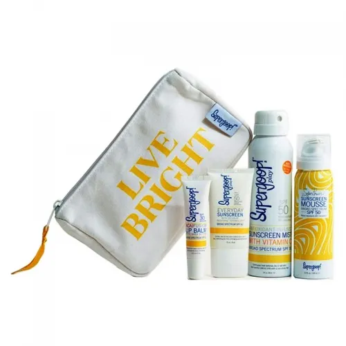 Supergoop - 5120 - Live Bright Kit - 1 Canvas Bag, 4 SPF Products