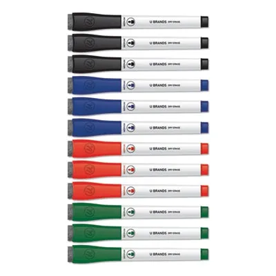 U Brands - From: UBR2922U0012 To: UBR3980U0012 - Medium Point Low-Odor Dry-Erase Markers With Erasers