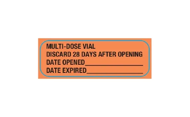 United Ad Label - UAL - UL353591V - Pre-printed Label Ual Anesthesia Label Fluorescent Red Paper Mutildose Syringe Label
