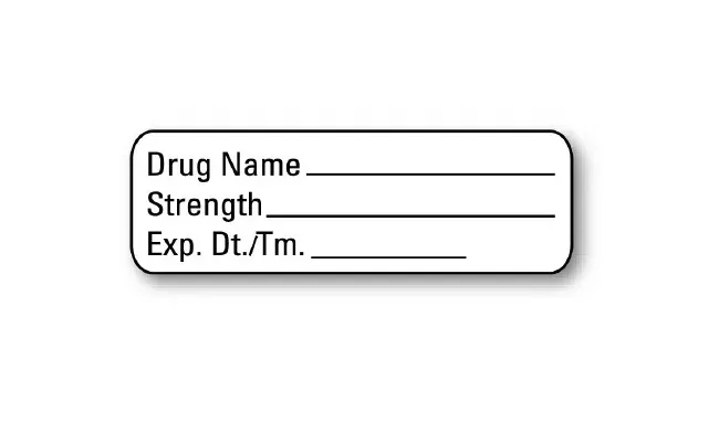 United Ad Label - UAL - ULAL900 - Pre-printed / Write On Label Ual Anesthesia Label White Paper Drug Name_ Strength_exp_ Black Syringe Label 1/2 X 1-1/2 Inch