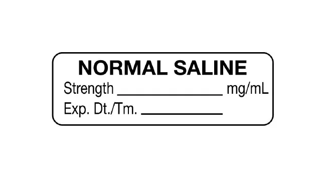 United Ad Label - UAL - ULAM424 - Drug Label Ual Anesthesia Label Normal Saline Strength_mg/ml Exp Dt Tm_ White 1/2 X 1-1/2 Inch