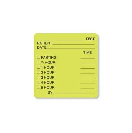 United Ad Label - UAL - ULCL400 - Pre-printed Label Ual Laboratory Use Green Paper _test Patient_date_fast_time_ Black Lab / Specimen 2-1/2 X 2-1/2 Inch