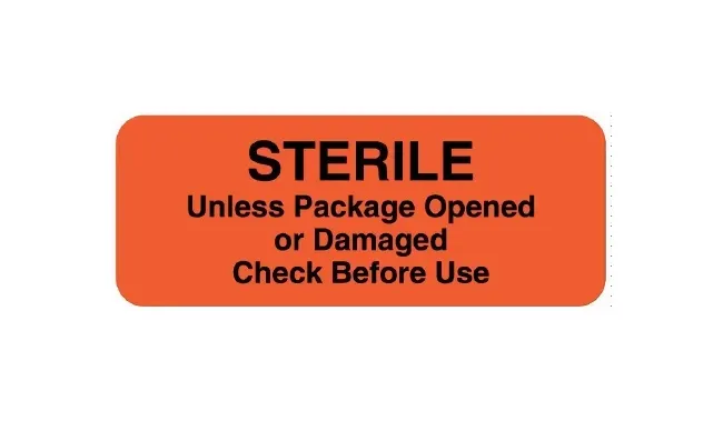 United Ad Label - UAL - ULCS707 - Pre-printed Label Ual Auxiliary Label Fluorescent Paper Paper Sterile Uless Package Opened Or Damaged Check Before Use Black Safety And Instructional 7/8 X 2-1/2 Inch
