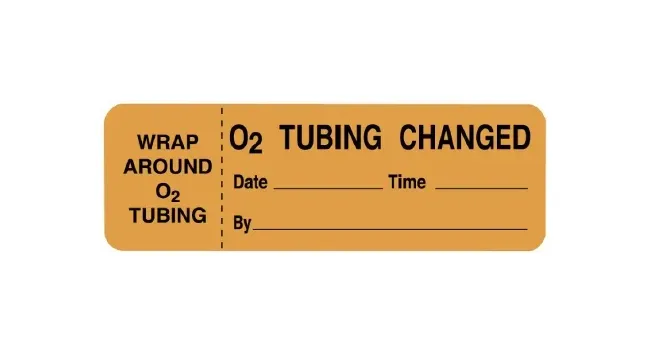 United Ad Label - ULOX412 - Pre-printed Label Advisory Label Orange Paper O2 Tubing Change Date___time__ 1 X 3 Inch