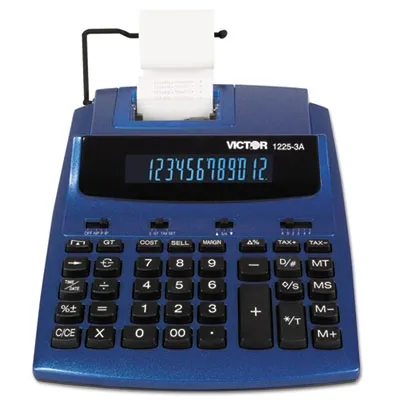 Victortech - VCT12253A - 1225-3A Antimicrobial Two-Color Printing Calculator, Blue/Red Print, 3 Lines/Sec