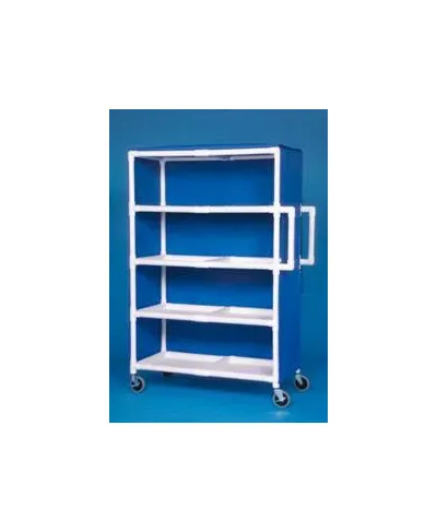 Ipu - Standard Line - Vl Lc244 - Linen Cart With Cover Standard Line 4 Shelves Pvc 3 Inch Twin Casters