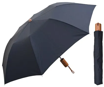 Rain Stoppers - W008W - Auto-open Promo With Wood Look Handle Black