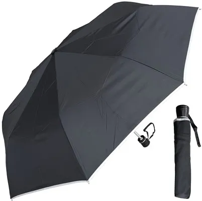 Rain Stoppers - W011N-black - Manual Lightweight Mini Black W/silver Detail