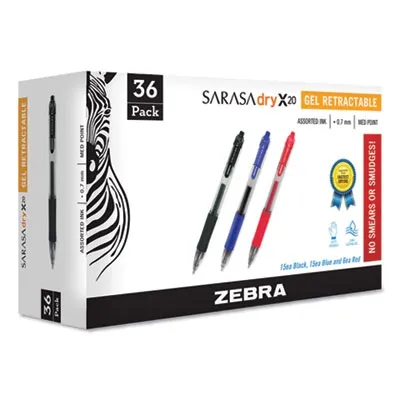 Zebrapen - From: ZEB46136 To: ZEB46881  Sarasa Dry Gel X20 Retractable Gel Pen, Medium 0.7Mm, Black Ink, Smoke Barrel, 36/Pack